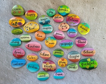 Inspirational Hand-Painted Rocks - Meditation and Affirmation Stones