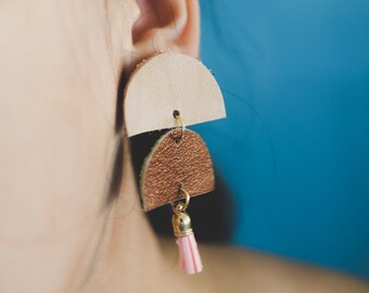 Genuine Leather Tiny Tassel Earrings - Multiple Colors