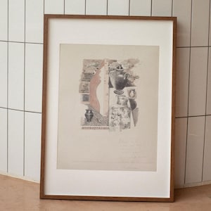 Dibujo a lápiz de Hydriotaphia para imprimir, impresión de Paul Nash, dibujo de urna griega surrealista, ilustración de libros, arte mural modernista de mediados de siglo