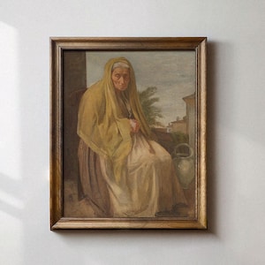 Old Italian Woman Portrait Printable Art, Classic Antique Oil Painting, Vintage Art Print, Roman Lady, European Gallery Wall Art