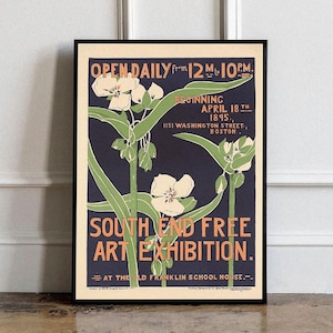 South End Free Art Exhibition Printable Art, Art Nouveau Poster, Retro Art, Trendy Print, Vintage Exhibition Poster, Vintage Poster