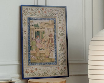 ムガル帝国の皇帝アクバルとジョダ・バーイの愛の情景：インドの