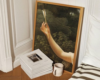 Impresión artística de Venus y Cupido, pintura al óleo del Renacimiento francés, detalle mitológico del Renacimiento, obra de arte mural de una galería de museo.