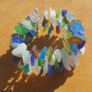 Handmade Multi-Color Sea Glass Cuff Bracelet