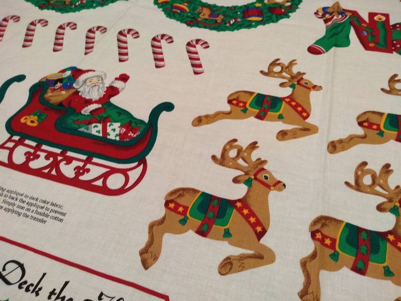 skirt Christmas applique Deck the Halls sweatshirt bag appliques fabric panel cut and sew cotton fabric