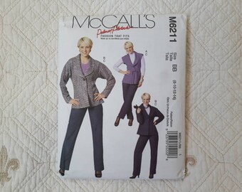 McCall's M6211 Misses' Lined Vest and Jacket, Belt and Pants Paper pattern size BB 8 10 12 14 uncut pattern from 2010
