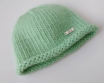 パステルミント ウールニット ベビーハット 女の子 男の子 ユニセックス ハット ベビービーニー ベビーサイズ ハット 新生児 ベビーハット ユニークなベビーシャワーギフト かわいい帽子