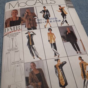 May include: A sewing pattern for a reversible jacket and tunic. The pattern includes instructions for making a jacket with a long, open front and a tunic with a scoop neck. The pattern is illustrated with drawings of models wearing the garments.