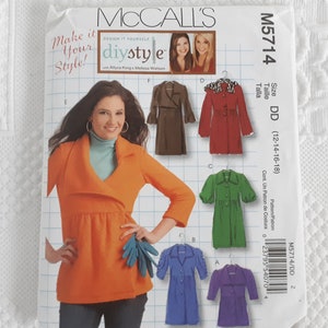 McCall's M5714 Misses unlined Jackets and Coats sewing pattern sizes DD 12-14 16 18 uncut from 2008 paper pattern