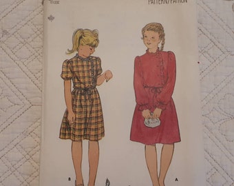 Butterick 3366 Girl's dress sewing pattern sizes C 10-12-14 uncut paper pattern