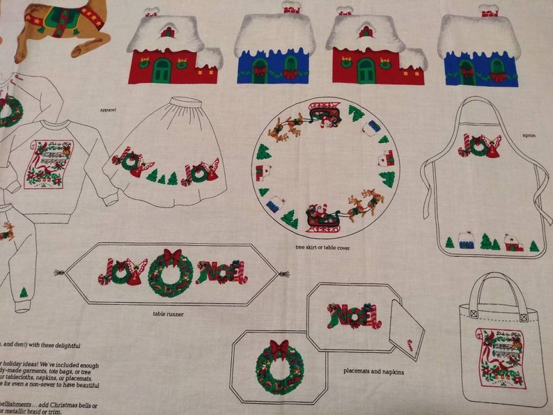 skirt Christmas applique Deck the Halls sweatshirt bag appliques fabric panel cut and sew cotton fabric