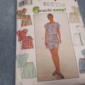 Simplicity 8039 women's top and shorts sewing pattern sizes Y 18, 19, 20 used pattern from 1998