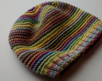 Striped Knit Toddler Hat Girl Hat Beanie size 1 to 2 years Knitted baby girl hat cute hat wool hat