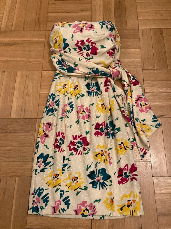 Vintage Emanuel Ungaro floral strapless mini dress