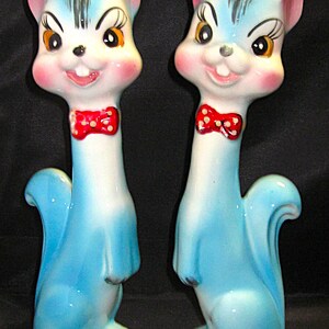 RARE Vintage Anthropomorphic Long Neck Squirrel Salt and Pepper Shakers