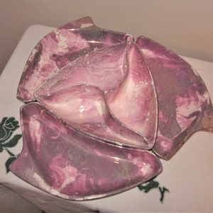 Santa Anita Ware Pink Mist 4 Piece Triangle Snack Server