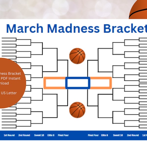 Printable March Madness Bracket Etsy
