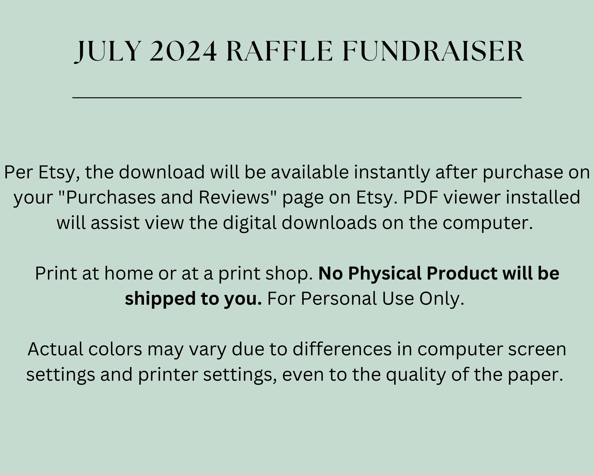 Calendar Raffle Fundraiser, July 2024, Sports Fundraiser, Charity
