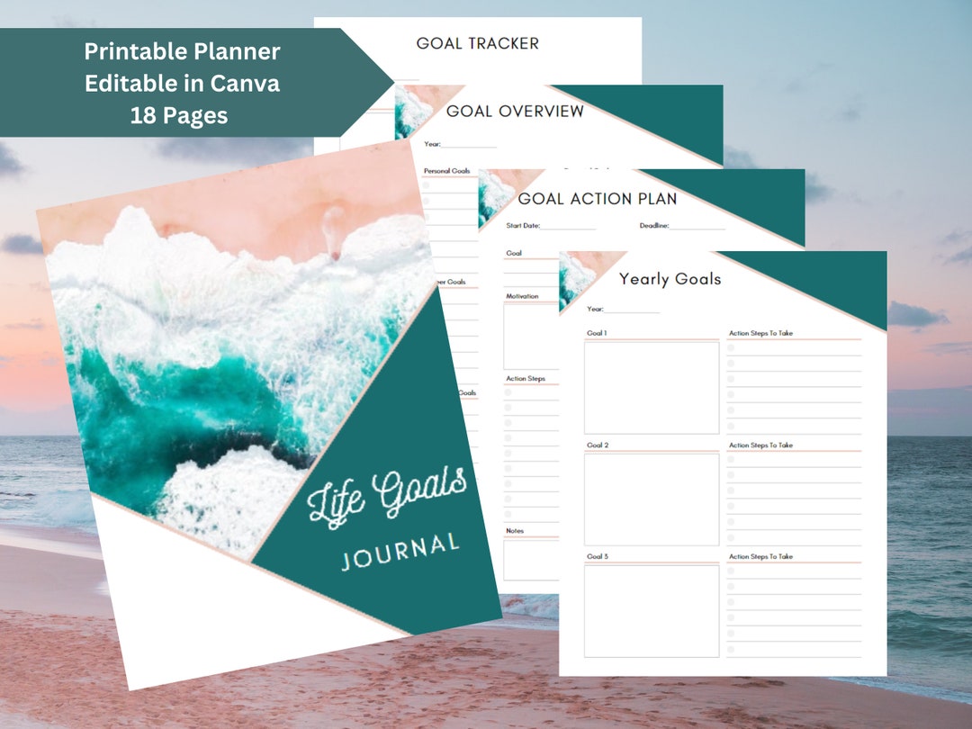 Life Goals Journal Planner Printable Pages and Template Etsy