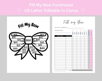 Fill My Bow Cheer Fundraiser, Fill My Bow, Sports Fundraiser, Cheer Competition, Dance Team, Cheerleading, Instant PDF, Editable in Canva