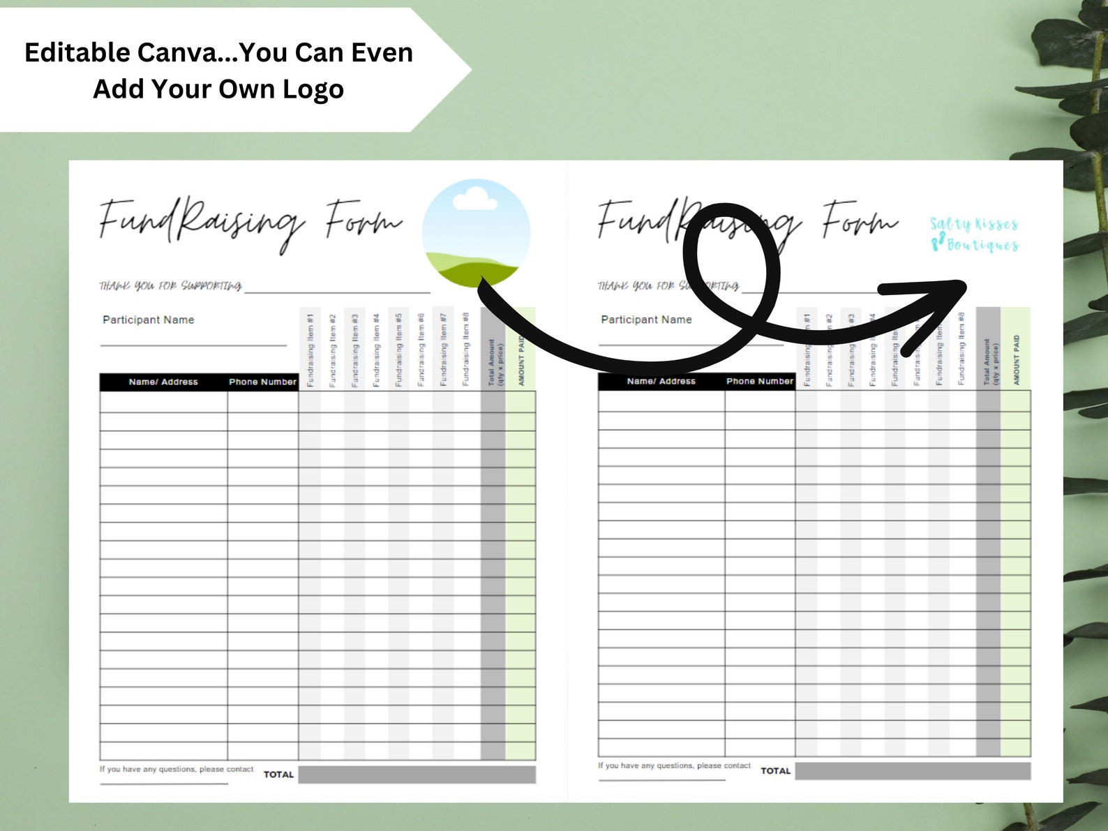 Fundraising Form, Editable Tracking Sheet, Charity Fundraiser Printable ...