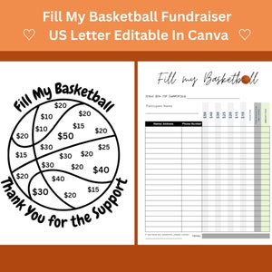 Fill My Basketball Fundraiser, Fill My Ball, Sport Fundraiser, Travel Basketball, Club Basketball, Basketball Team, Instant PDF