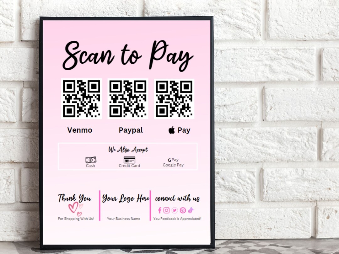 Scan to pay template qr code template venmo paypal apple pay qr code