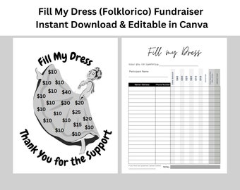 Fill My Dress Folklorico Fundraiser, Fill My Dress, Dance Charity Drive, Instant PDF, Editable in Canva