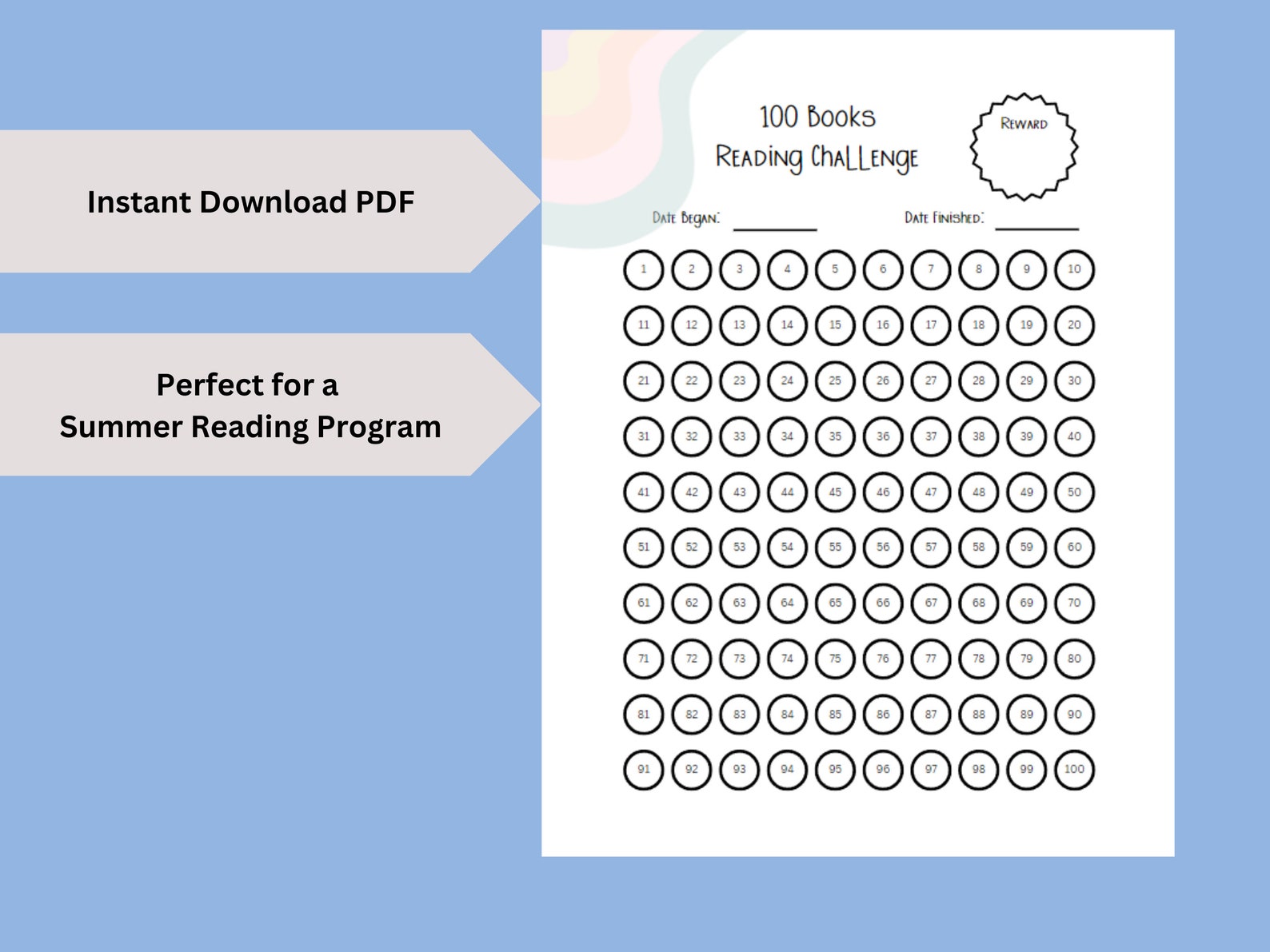 Reading Printable Bundle 100 Books Reading Challenge, Reading Log, Book ...