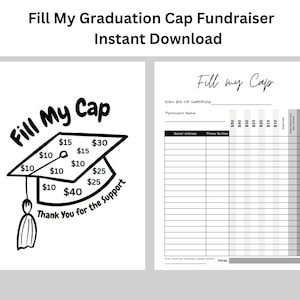 Fill My Graduation Cap Fundraiser, Graduation Sponsorship, High School Fundraiser, Sponsor a Senior, Cap and Gown, Instant Download PDF