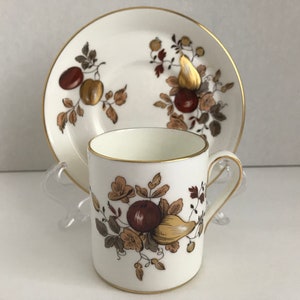 Vintage Royal Chelsea Golden Fruit Demitasse Cup And Saucer/ Fine Bone China / Gold Trimmed / Stamped #4941A / England / Dinnerware / 1950s