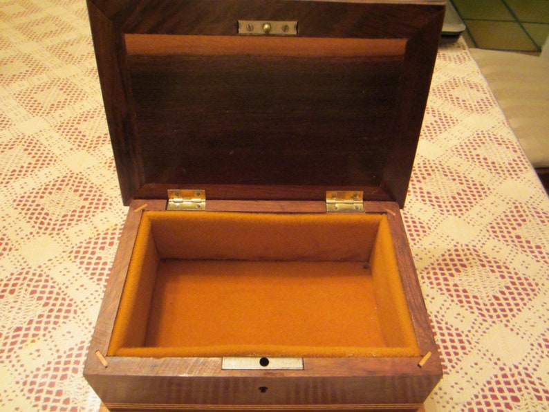 Brazilia Collection Wood Jewelry Box By Dunston Rose Inlay Velvet Lined Made in Brazil Dresser Vanity Decorative Jewelry