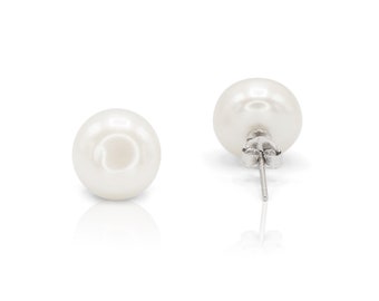 Freshwater Pearl Studs 6mm, White Pearl earrings, Pearl Sterling Silver Studs, Wedding earrings, Bridesmaid earrings, Stud earrings