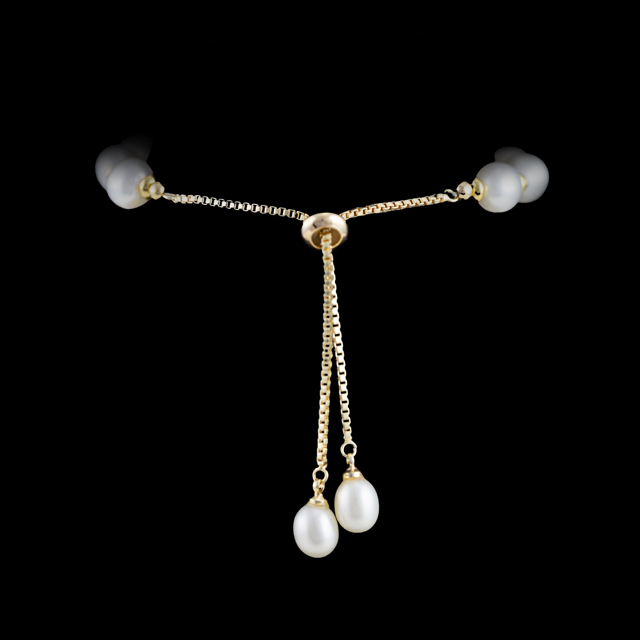 PEARLS & COLORS Bracciale A Catena Oro Con 3 Perle D'acqua Dolce 7-8 Mm – Qualità AAA+, Gioiello Elegante In Astuccio Con Certificato