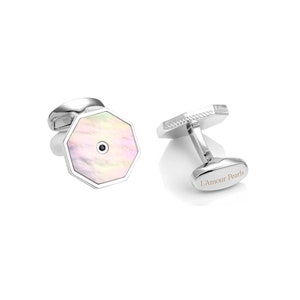 Mother of Pearl Cufflinks: Jet Crystal Wedding Groom Cufflinks