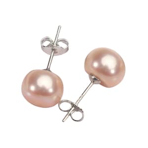 Freshwater Pearl Studs 8mm, Pink Pearl earrings, Pearl Stud Earrings, Pearl Studs, Wedding earrings, Bridesmaid earrings