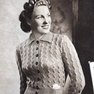 1940s Charming New Jumper | Weldons Magazine 537 | Vintage Knitting Pattern PDF | Bust 34”