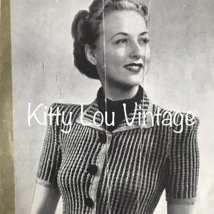1940s Smart Little Jacket | Weldons Leaflet #265 | Vintage Knitting Pattern PDF | Bust 32”/34&quot;