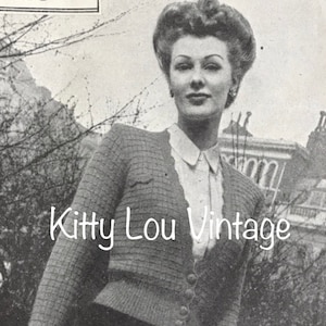 1940s Cardigan with Scalloped Edge | Bestway Leaflet 1383 | Vintage Knitting Pattern PDF | Bust 34”