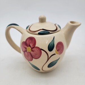 Vintage 1940s Purinton Pottery Teapot With Hand-Painted Floral Design - Collectible Ceramic Teapot