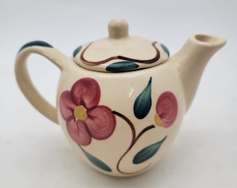 Vintage 1940s Purinton Pottery Teapot With Hand-Painted Floral Design - Collectible Ceramic Teapot