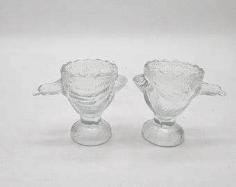 Pair of Pressed Glass Bird Egg Cups