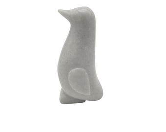 Carved White Marble Penguin Sculpture 6" Tall