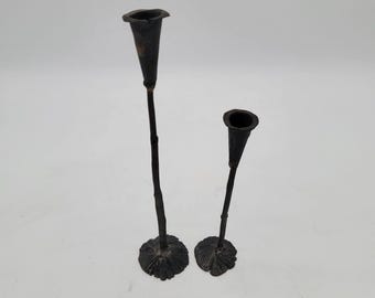 Mid Century Style Brutalist Candle Holders Pair