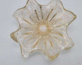 Bol de cristal de Murano con aventurina dorada