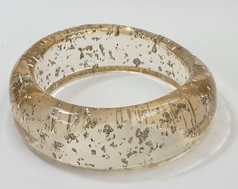 Vintage Lucite Silver Fleck Confetti Bangle Bracelet