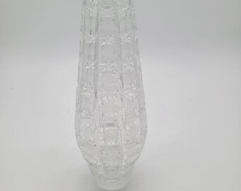Large Ruby Red Cut to Clear Crystal Flower Vase; Color Cut To