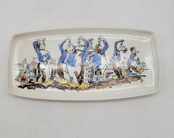 Vintage 1950s Koninklijk Goedewaagen Gouda Holland Fish Serving Plate