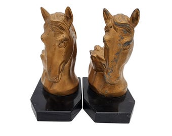 Antique JB Hirsch Horse Head Bookends - as found