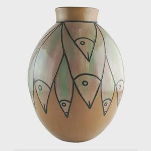 Vintage Peruvian Pottery Vase With Fish